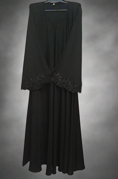 Nida Fabric Abaya – With Heavy Cutwork Sleeves